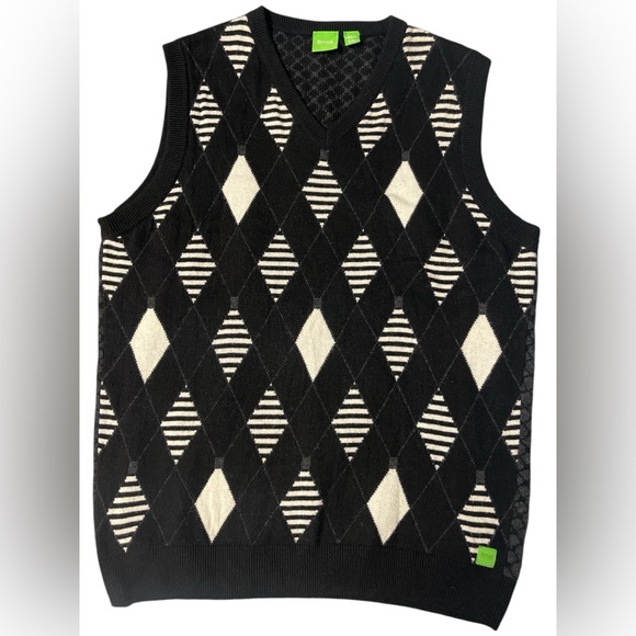 Hugo Boss Other - Hugo Boss Black and White V-Neck Argyle Sweater Vest
